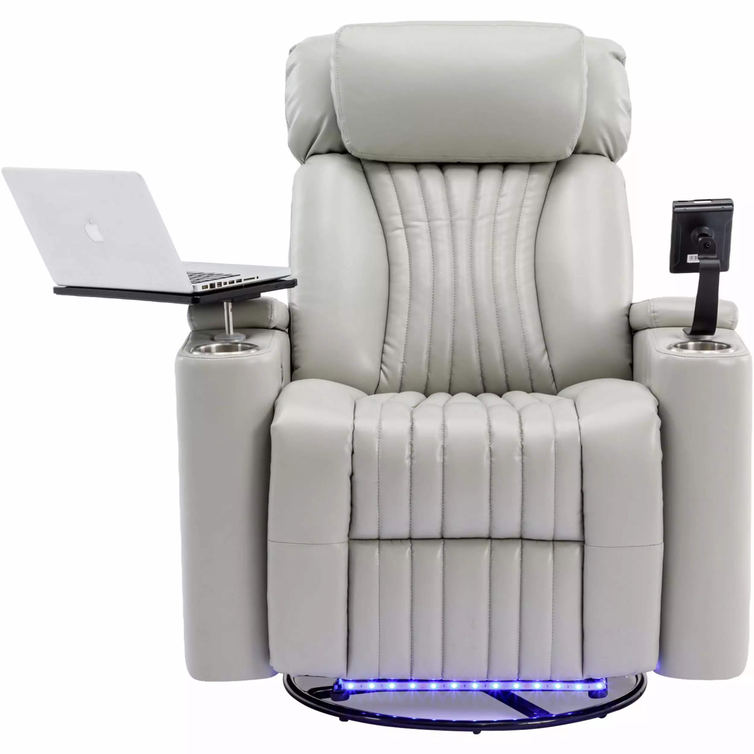 270° Power Swivel Rocker Recliner Hidden Arm Storage and LED Light Strip - Home Theater Seating Miekor
