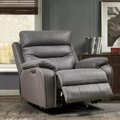 Liyasi Dual OKIN Motor Rocking and 240 Degree Swivel Single Sofa Seat Recliner Chair Infinite Position and Power Headrest ...