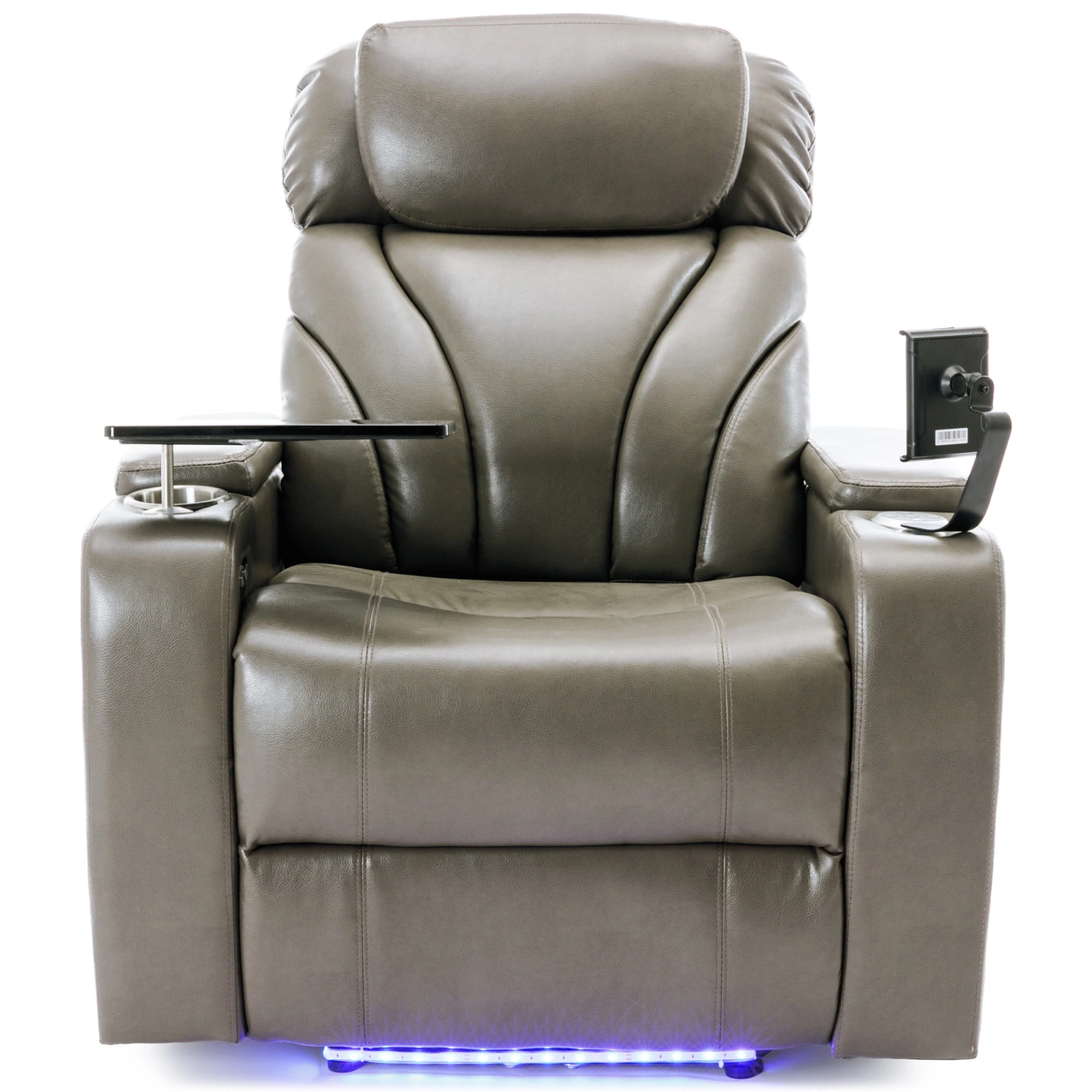 Grey Power Motion Recliner USB Charging Hidden Arm Storage Home Theater Seating Ponnky
