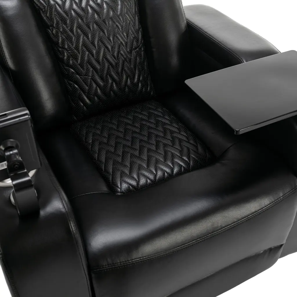 270 Degree Swivel PU Leather Power Recliner Single Seat Home Theater Chair rnb