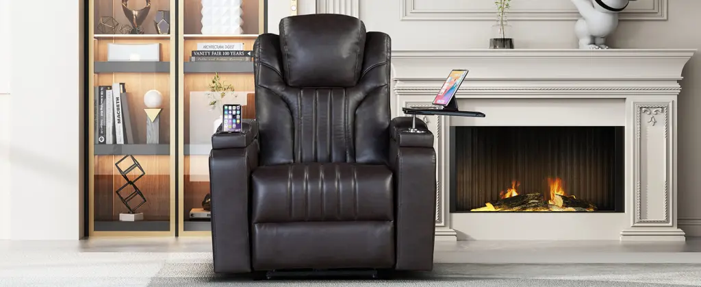 Pu Leather Power Recliner Home Theater Recliner Power Adjustable Headrest rnb