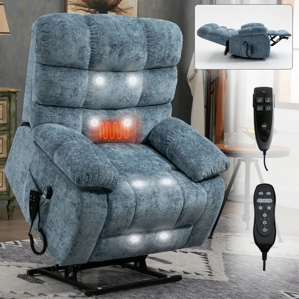 Lift Recliner Chair Heat Massage Dual Motor Infinite Position rnb