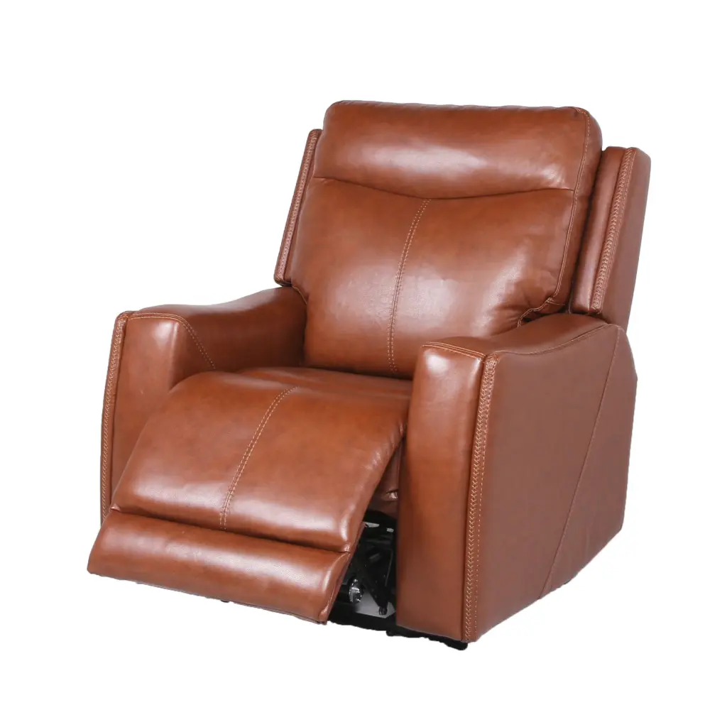 Contemporary Leather Recliner Top Grain Seating Power Headrest Power Lumbar Support steve silver furniture