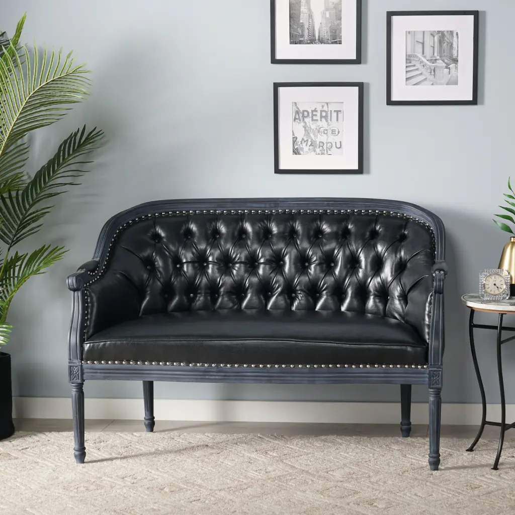 Chair Black PU Leather Modern Accent Chair Living Room or Office nh-inmax