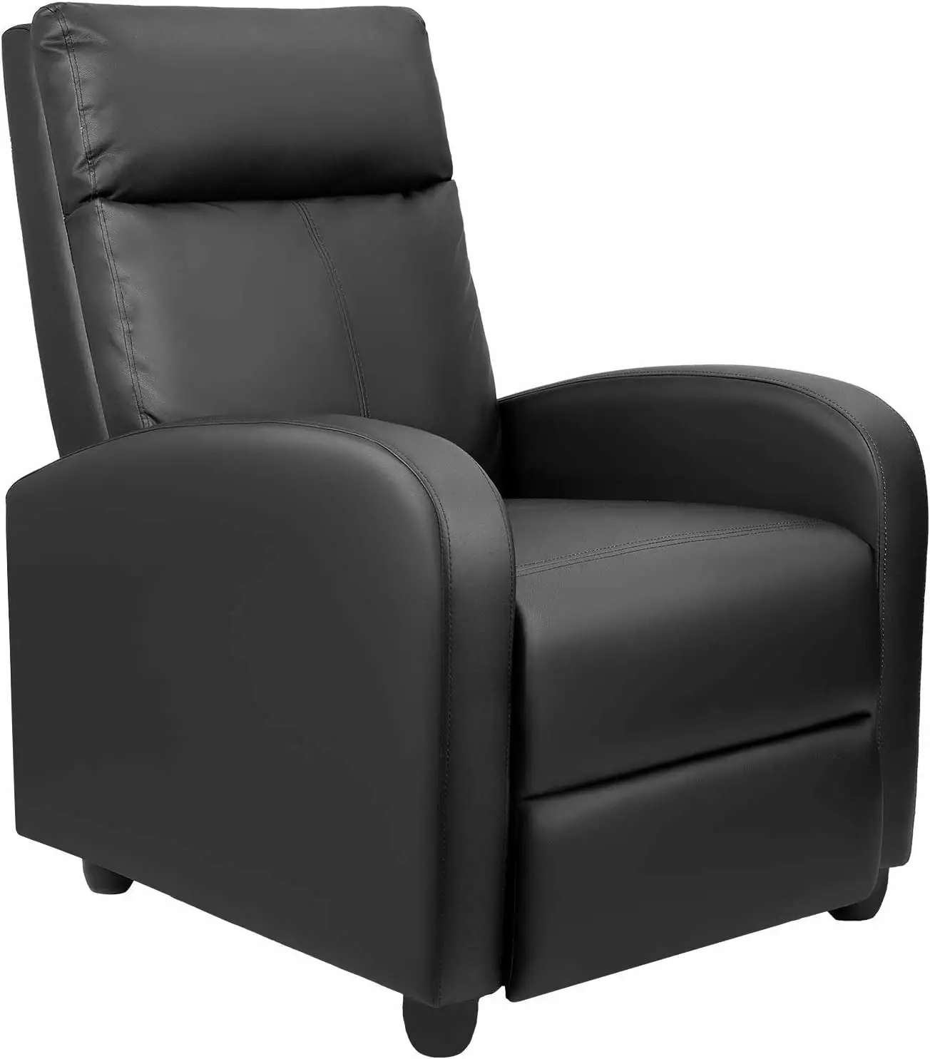Modern PU Leather Recliners Chair Adjustable Home Theater Seating Sofa Padded Cushion Black Large Chansong