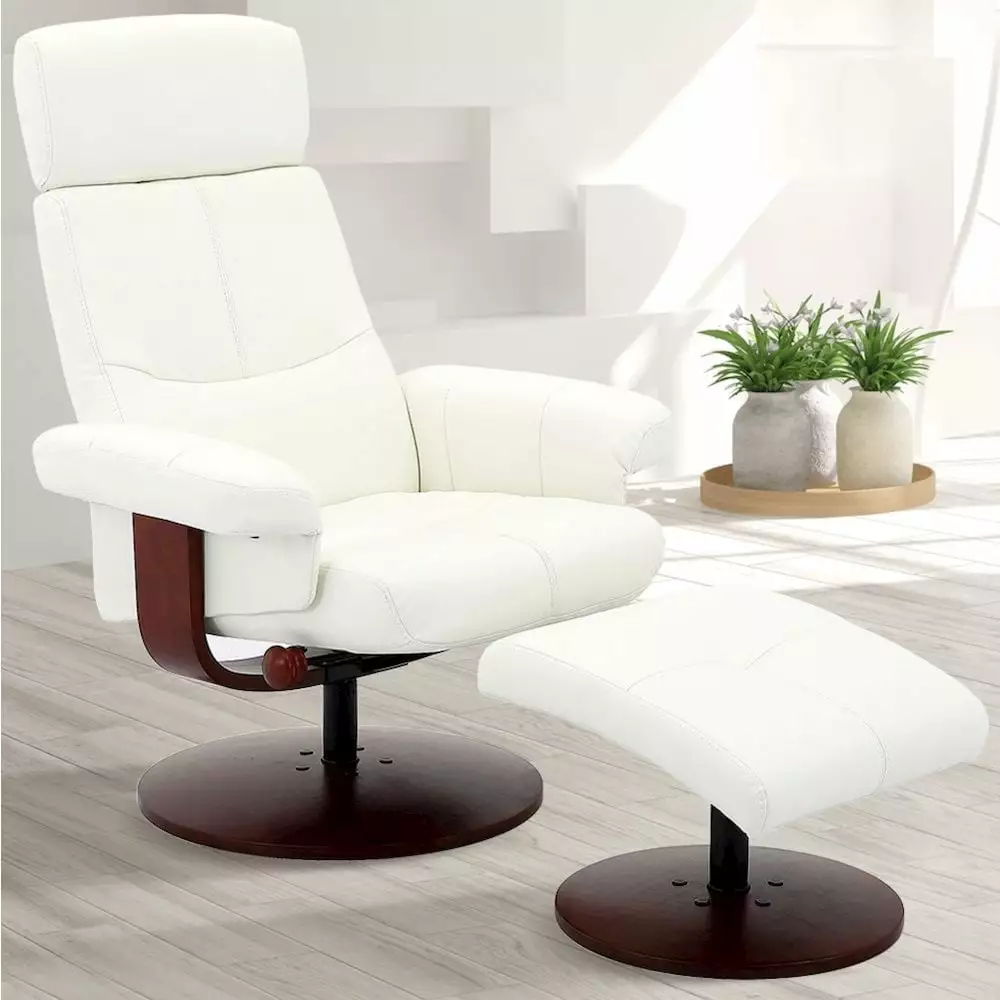 Relax-R Regina Recliner White Polyurethane - Comfortable Push-Back Design Progressive Furniture