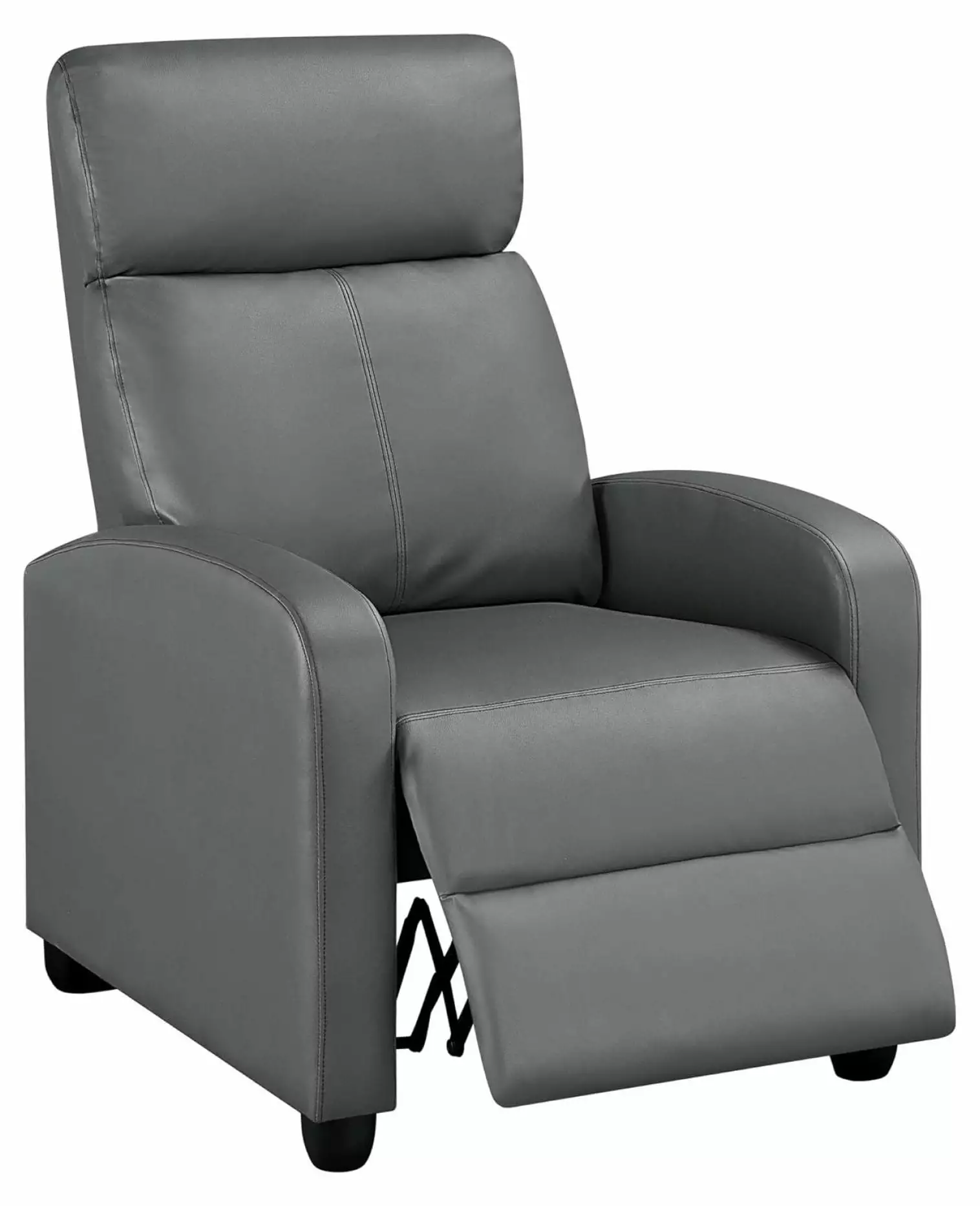 Superwum Single Recliner Chair PU Leather Recliner Sofa Padded Seat Club Chair Living Room Home Theater Seating Silver Gray