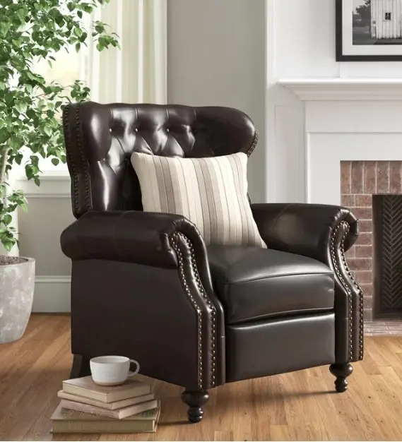 Push Rack Recliner Dark Brown PU Leather nh-inmax