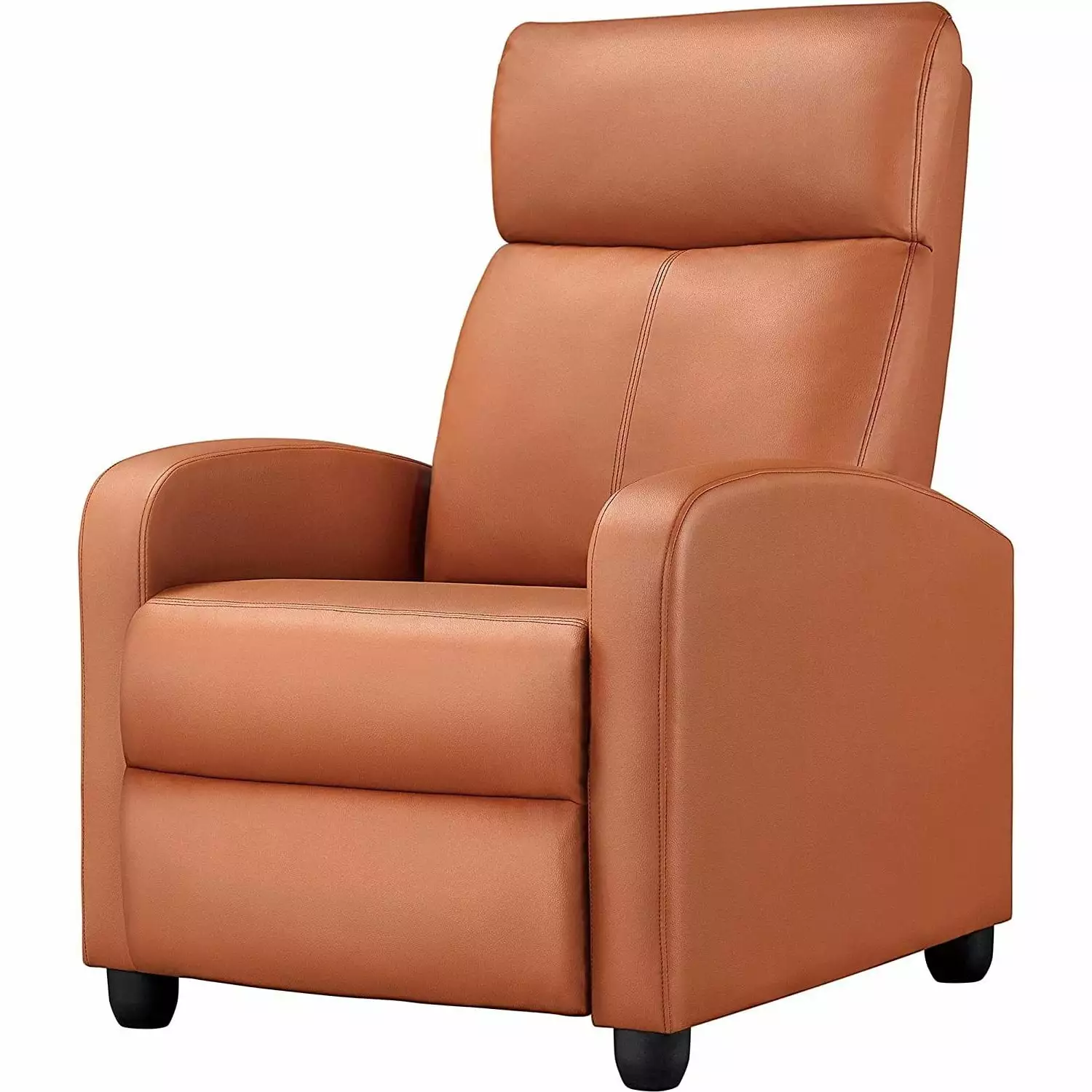 Brown High-Density Faux Leather Push Back Recliner Chair Living Room Fast Furnishing