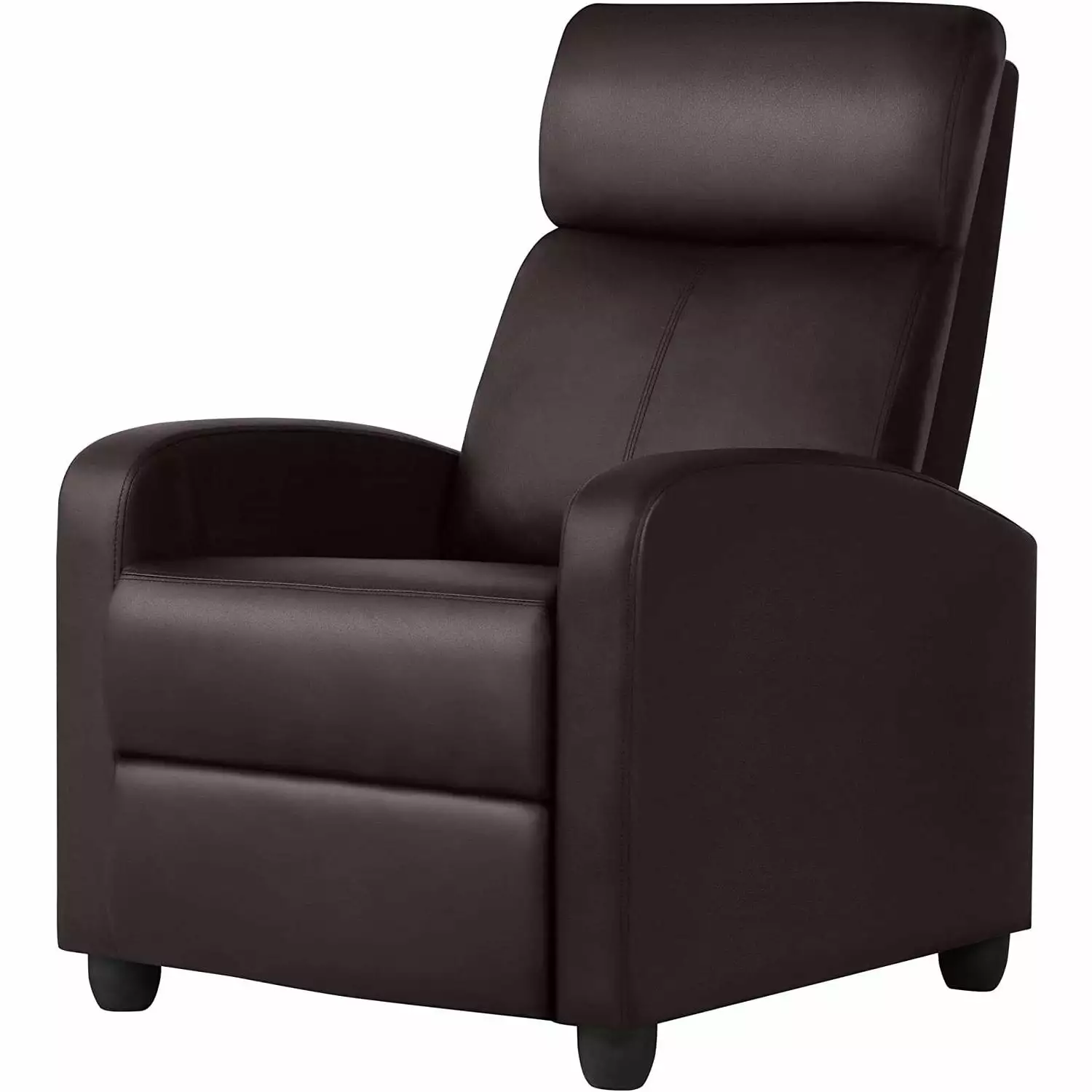 Dark Brown High-Density Faux Leather Push Back Recliner Chair Home Theater Generic