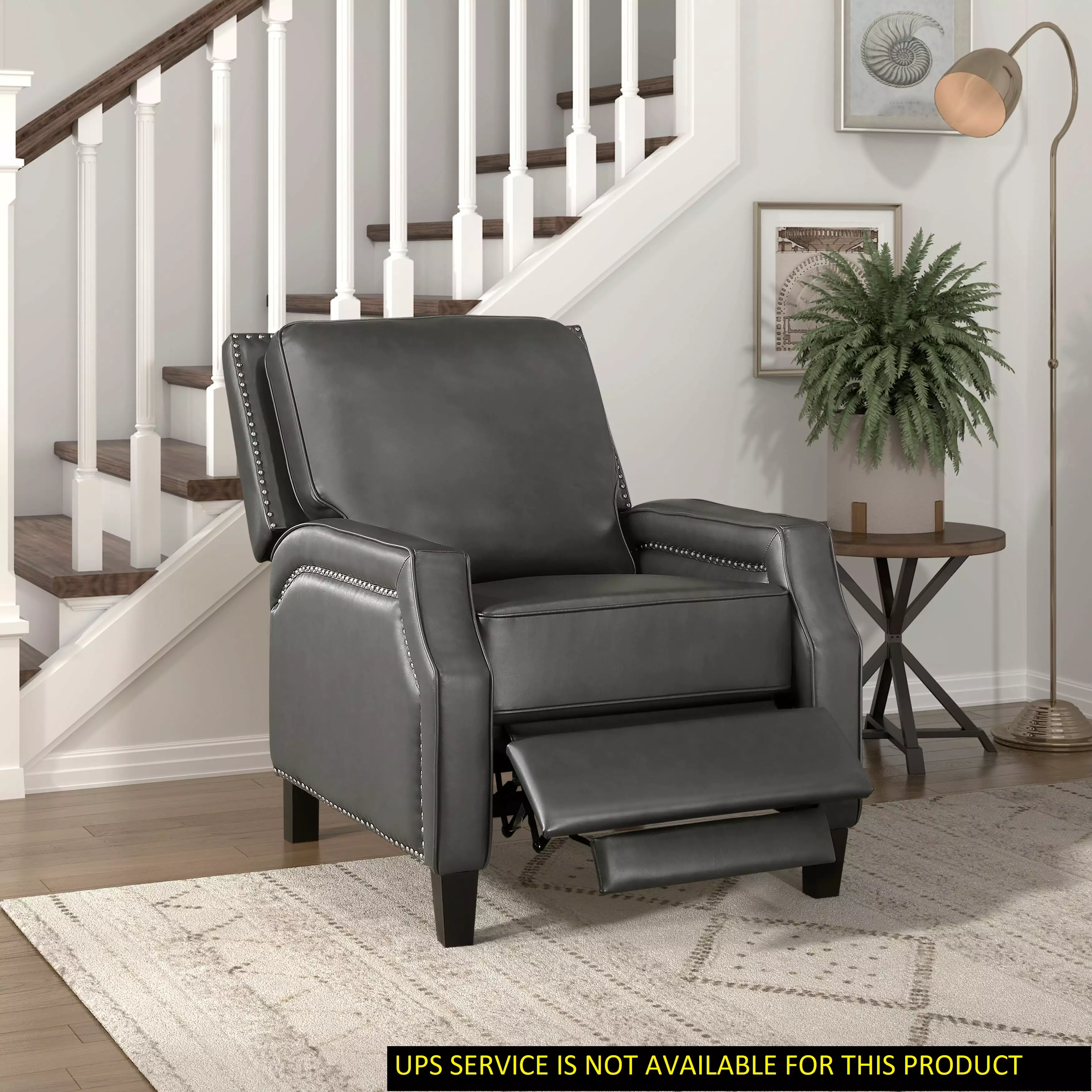 Homiyad Push Back Reclining Chair Transitional Style Grey Color Self-Reclining Motion Chair 1Pc Cushion Seat Modern Living...