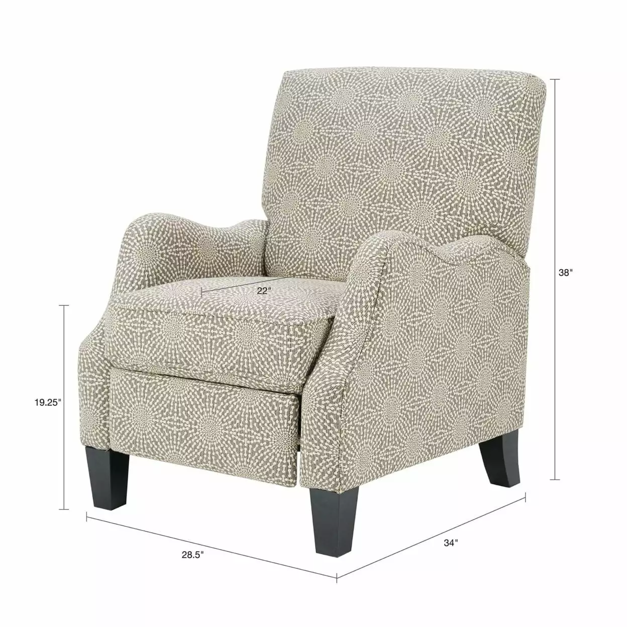 Hoffman Push Back Recliner Beige Multi - Comfortable Living Room Chair Madison Park
