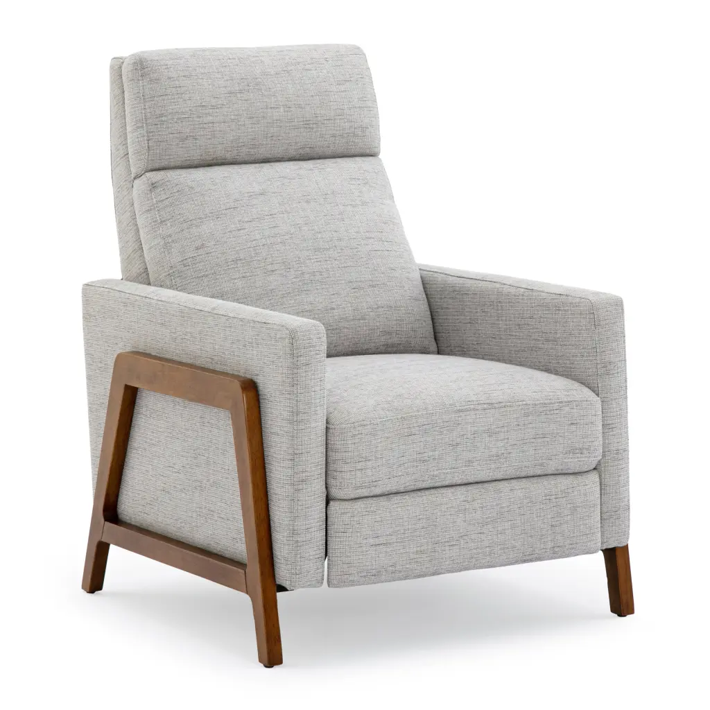 Vivian Push Back Recliner Executive Fabric Sea Oat Light Grey ridgecrest home