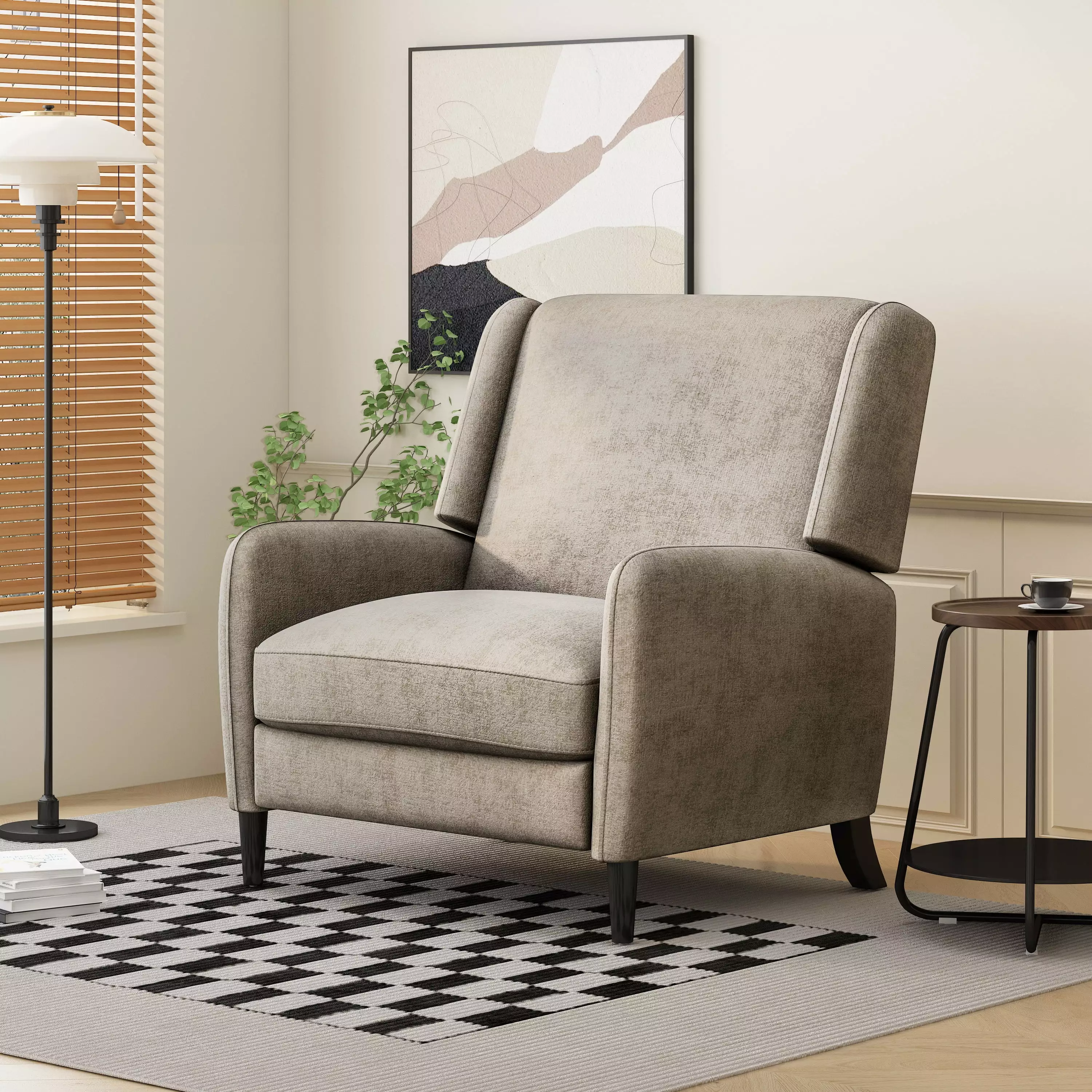 CoSoTower Oversized Textured Fabric Pushback Recliner Dark Beige and Dark Brown - Comfortable Lounge Chair