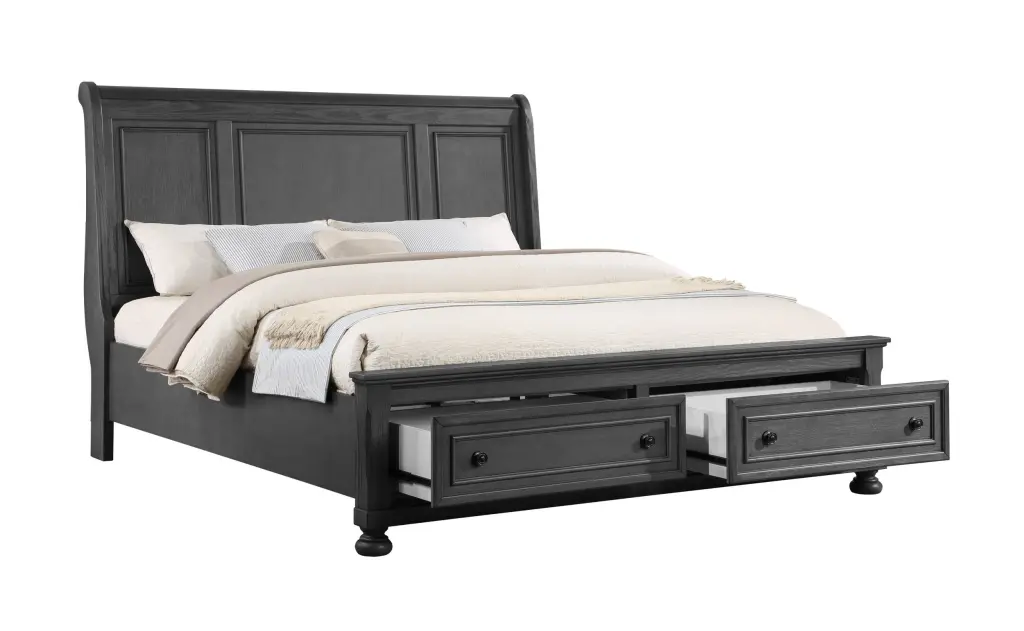 Jackson Modern Style Queen Bed Made Wood Rustic Gray Finish Box Spring galaxy home furnishings