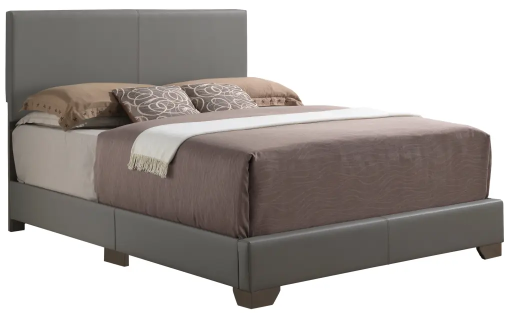 Aaron G1805 QB Up Queen Bed Light Grey Panel Foam Faux Upholstery glory furniture