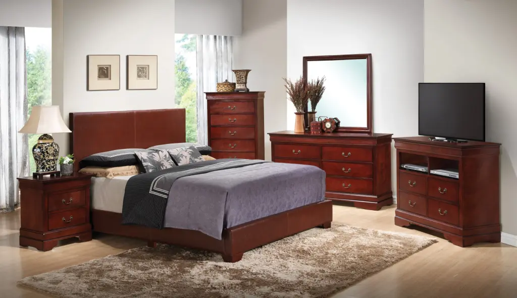 Aaron G1855 Queen Bed Light Brown Foam PU Upholstered Bed Frame glory furniture
