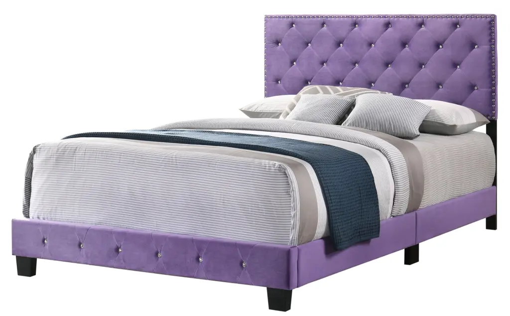 Suffolk G1402 QB Up Queen Bed Purple Foam Velvet glory furniture