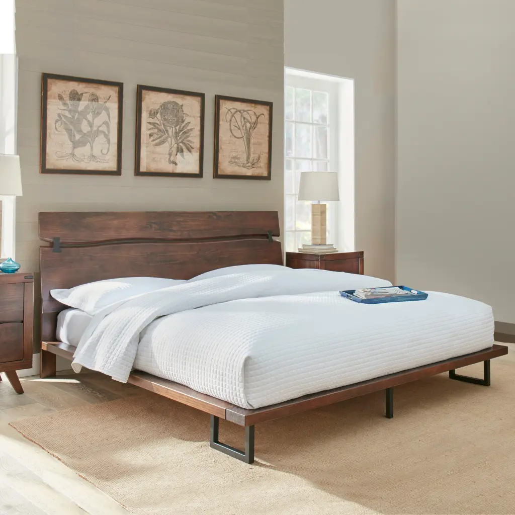 Pasco Queen Bed Dark Brown Faux Leather Upholstered Bed Frame Modern Bedroom Furniture steve silver furniture