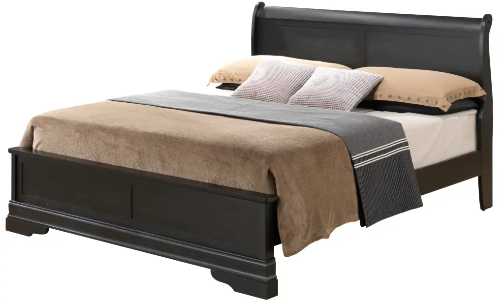 Louis Phillipe G3150E QB3 Queen Bed Black Particle Board Bed Frame glory furniture