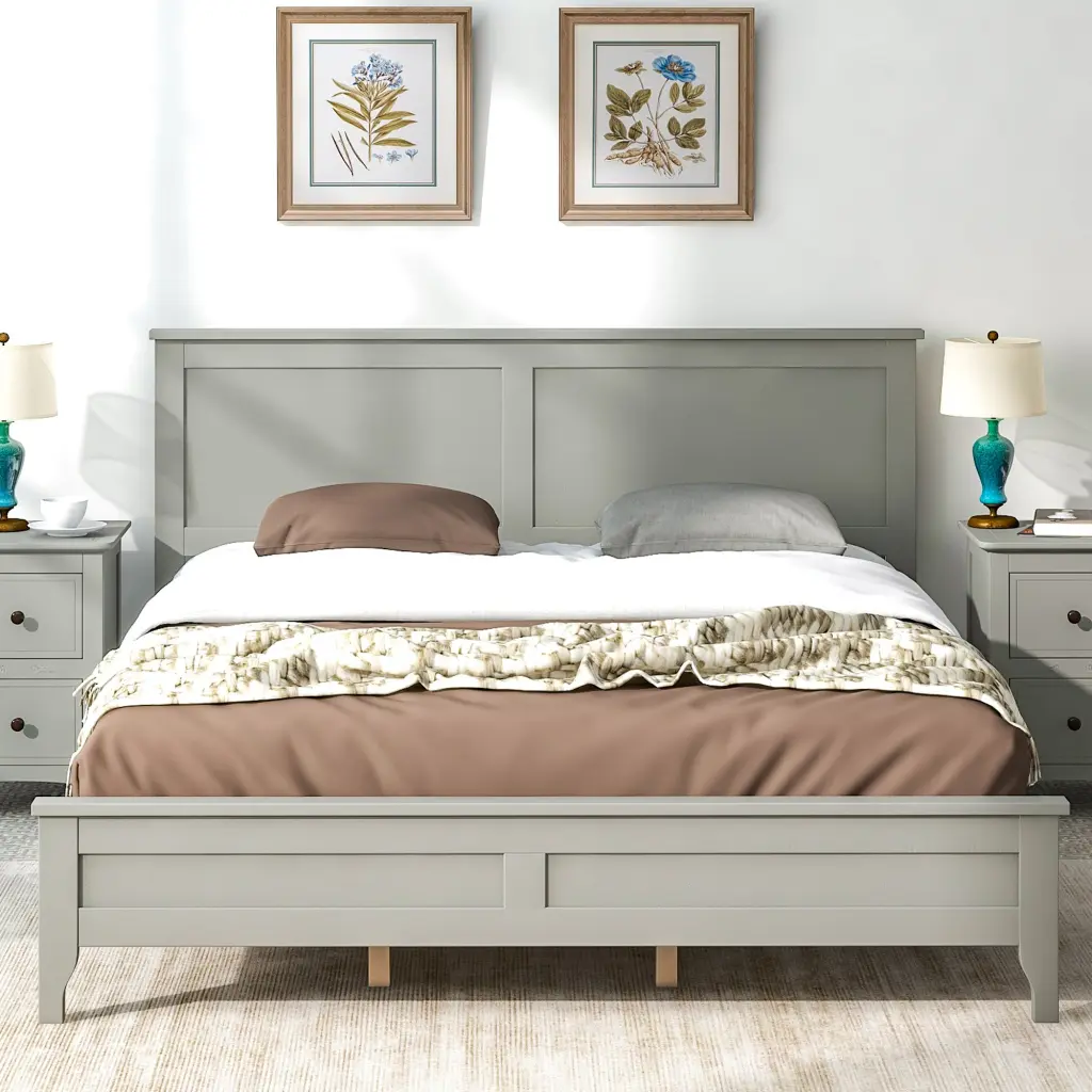 Modern Gray Solid Wood Queen Platform Bed Old SKU WF283525AAE bed best
