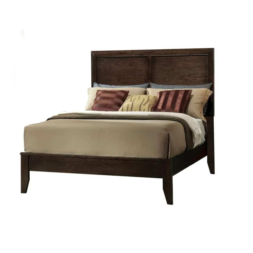 Espresso Queen Panel Bed Box Spring Required Wood Casual furniture max