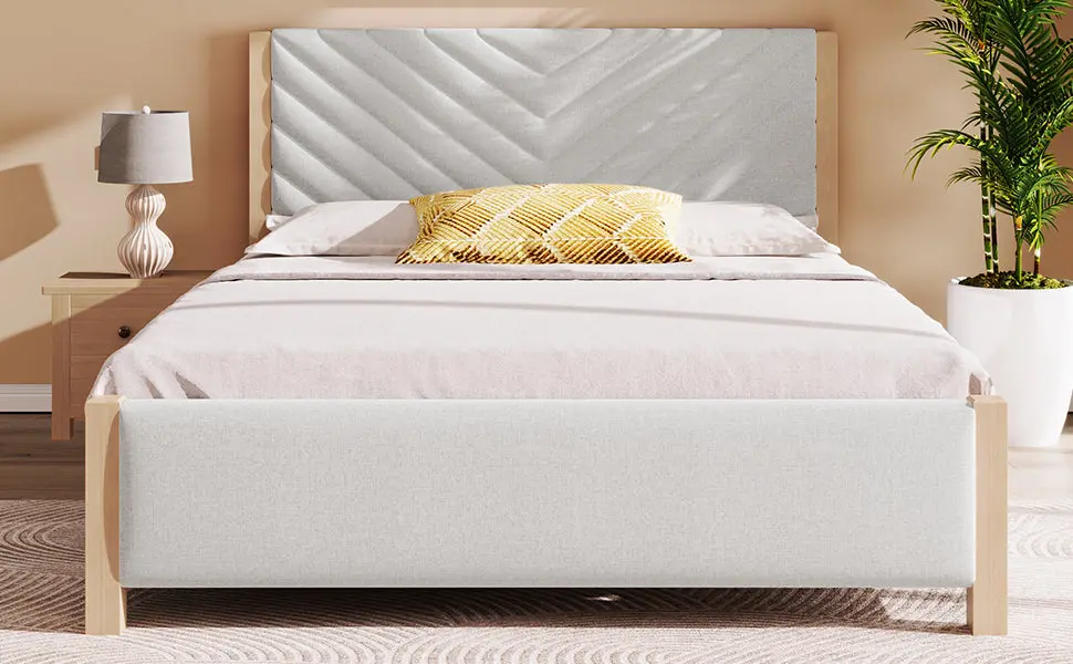 Modern Mid Century Queen Upholstered Platform Bed Frame Tufted Headboard bed best