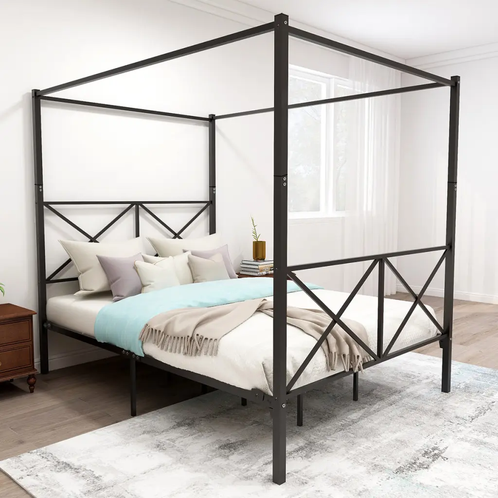 Metal Canopy Bed Frame Queen Size X Influenced Design home furniture