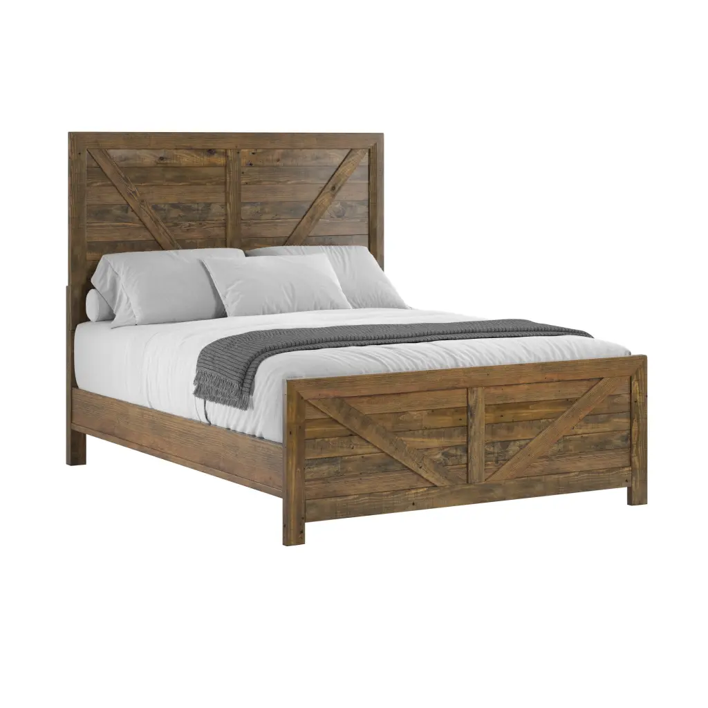 Lisque Brown Queen Bed Solid Wood Frame Bedroom wallace - bay