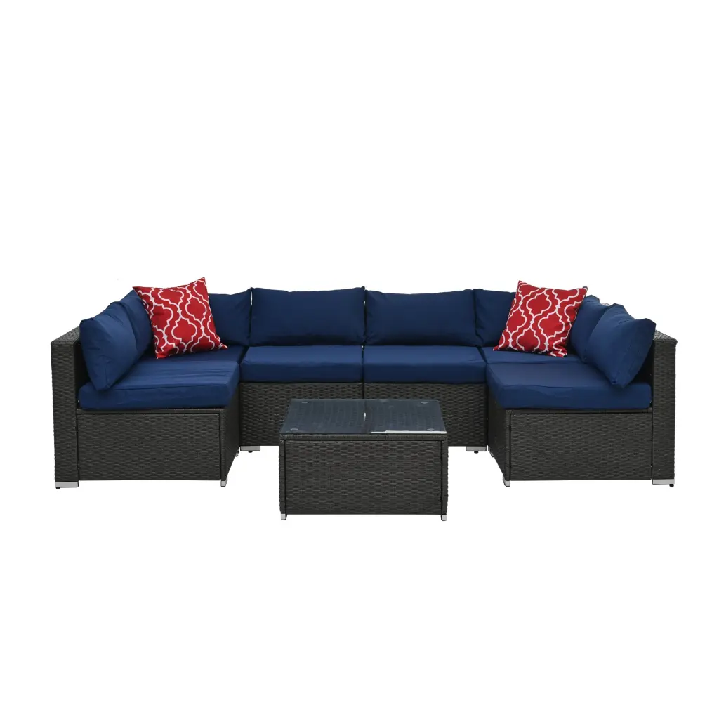 Patio Furniture Sets Dark Gray PE Rattan Iron Frame And Waterproof Fabric dream honor
