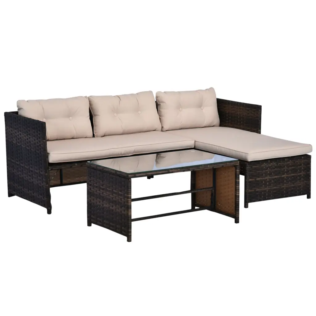 Outsunny 3 Piece Patio Furniture Set Rattan Outdoor Sofa Set Chairs aosom business