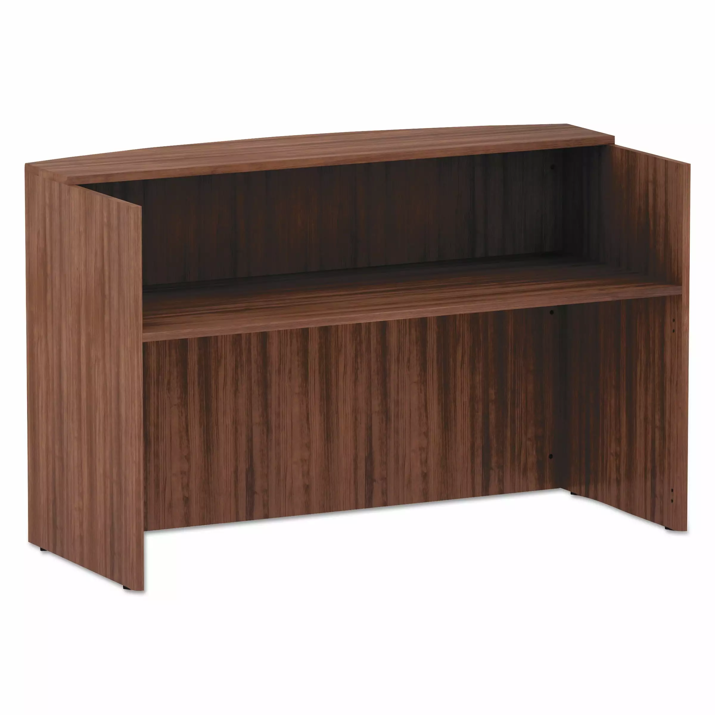 Alera Valencia Series Reception Desk Transaction Counter 71 x 35.5 x 42.5 Modern Walnut Office Furniture