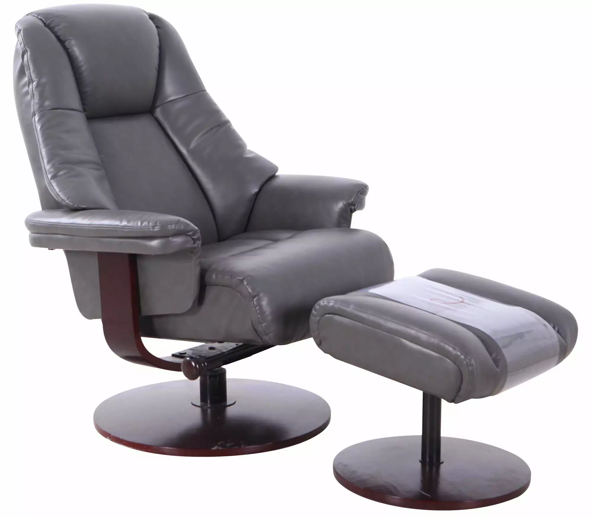 Contemporary Home Living 44 Charcoal Gray and Brown Lindley Recliner Chair Ottoman