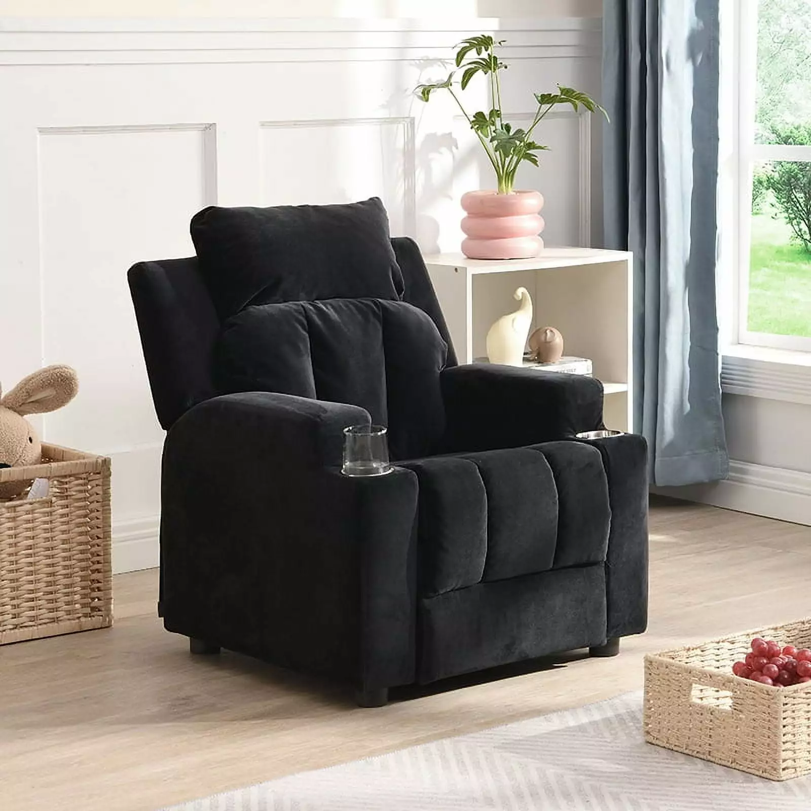 Homiyad Kids Recliner Chair Cup Holders and Footrest Toddlers