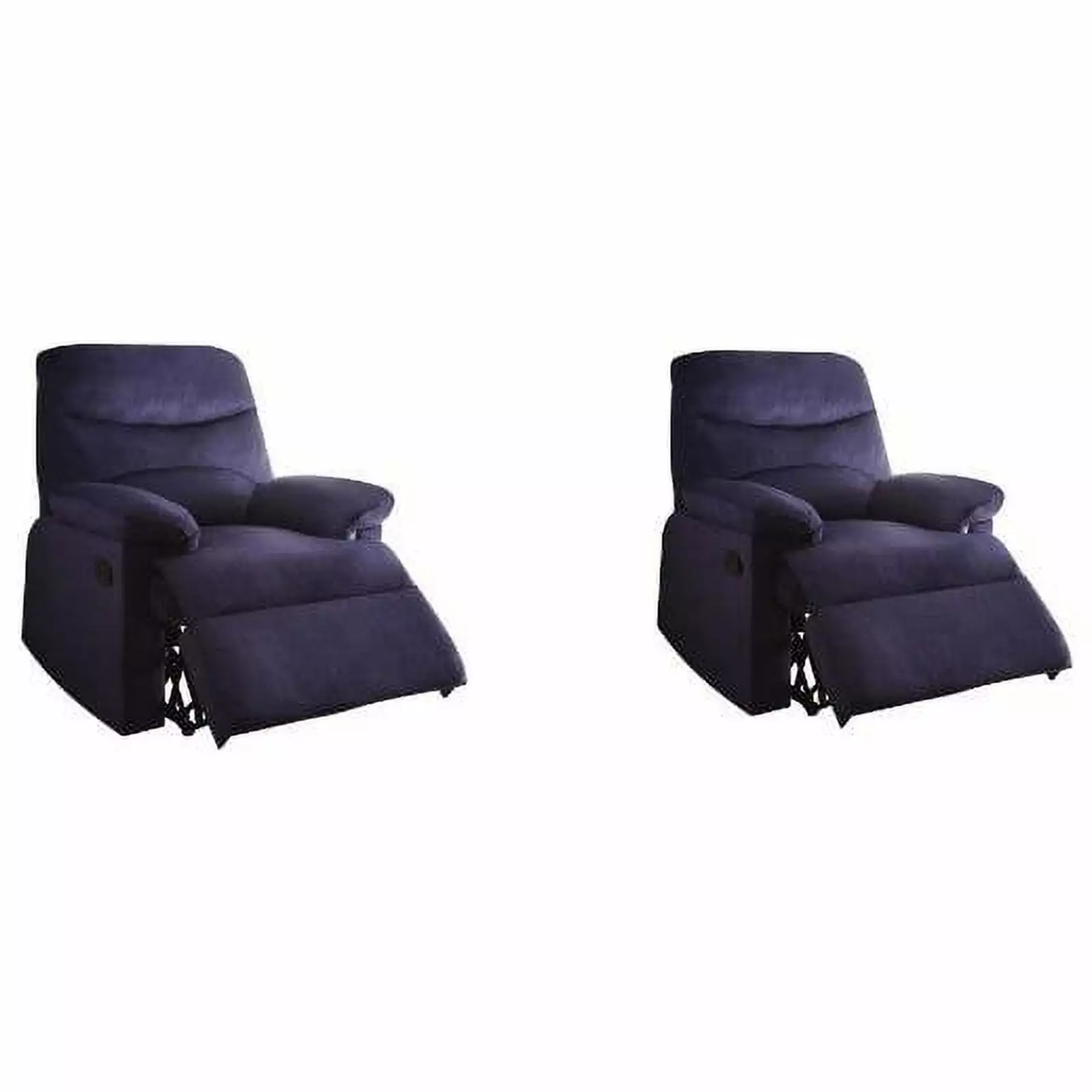 Blue Linen Arcadia Set 2 Recliner Chairs Modern Living Room Seating Acme Furniture
