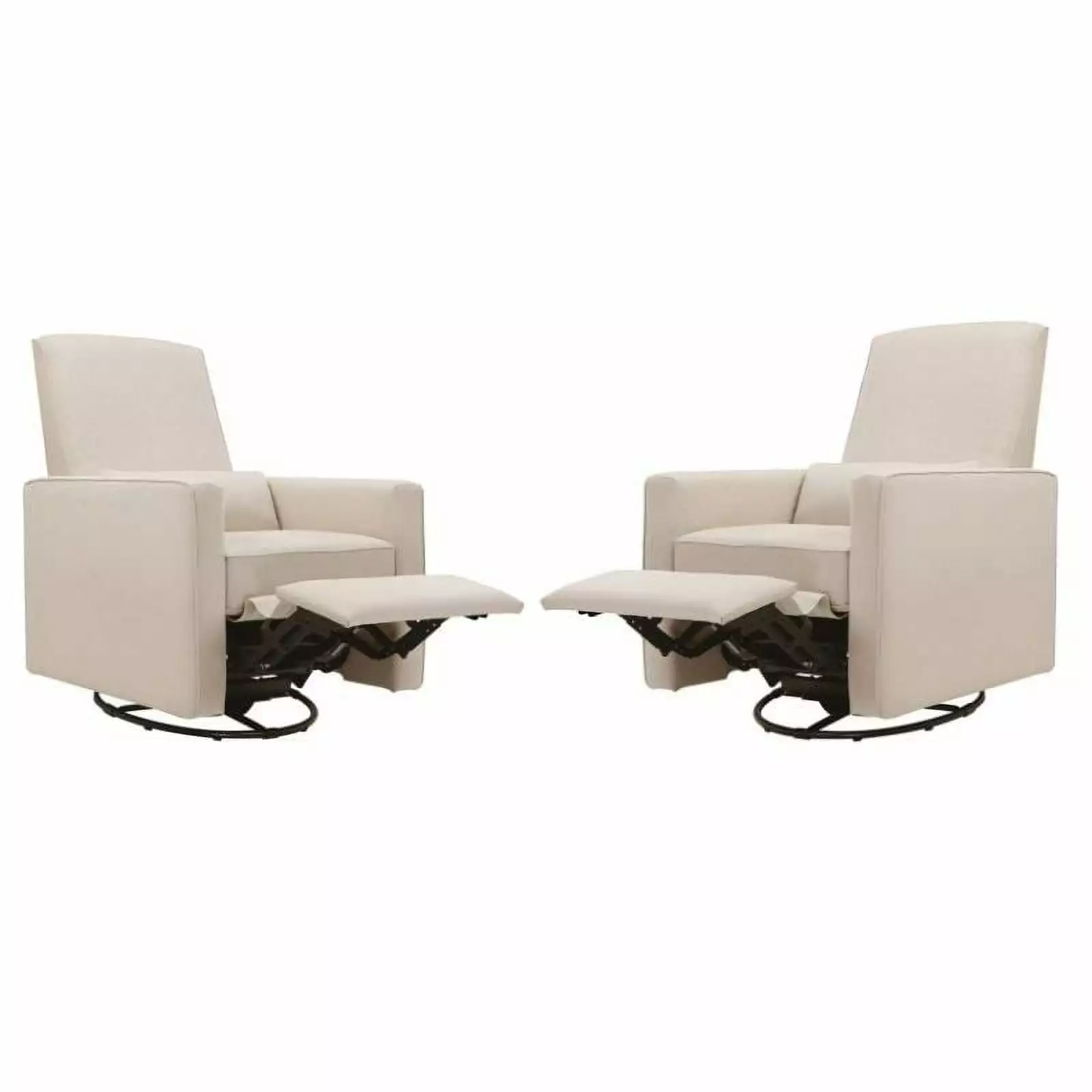 Home Square 2 Piece Swivel Upholstered Fabric Recliner and Glider Set Cream