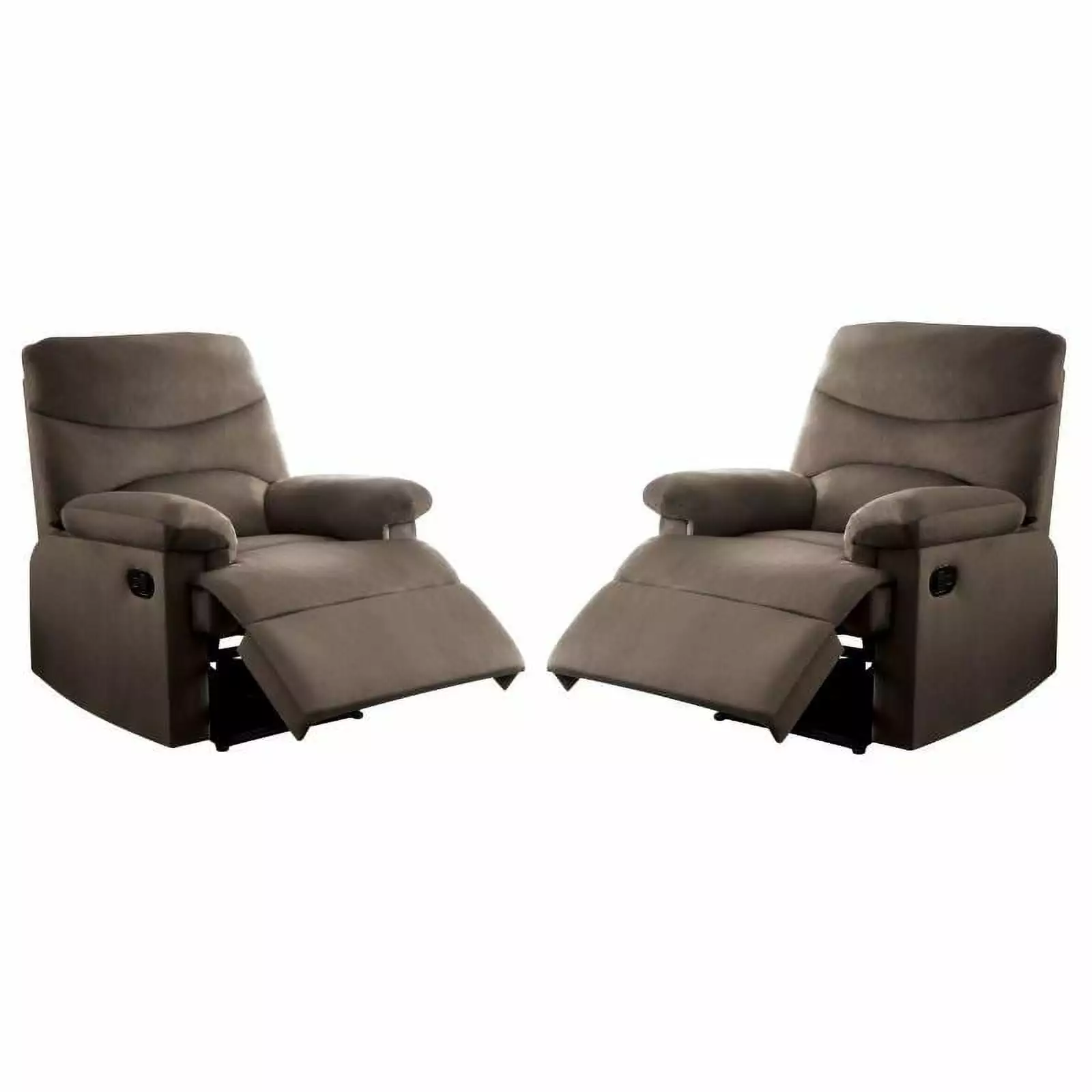 Home Square 2 Piece Upholstered Linen Woven Recliner Set Light Brown