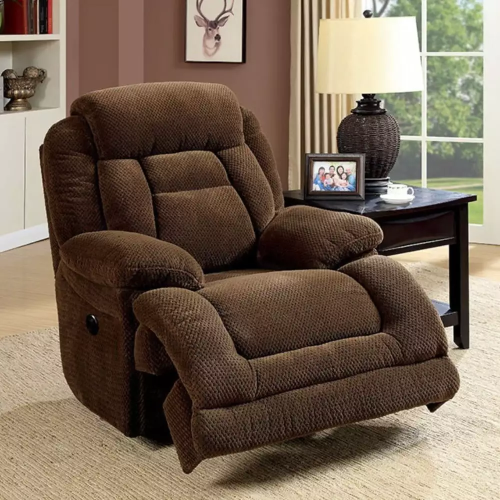 Flannelette Motion Recliner Chair Dark Brown HomeRoots