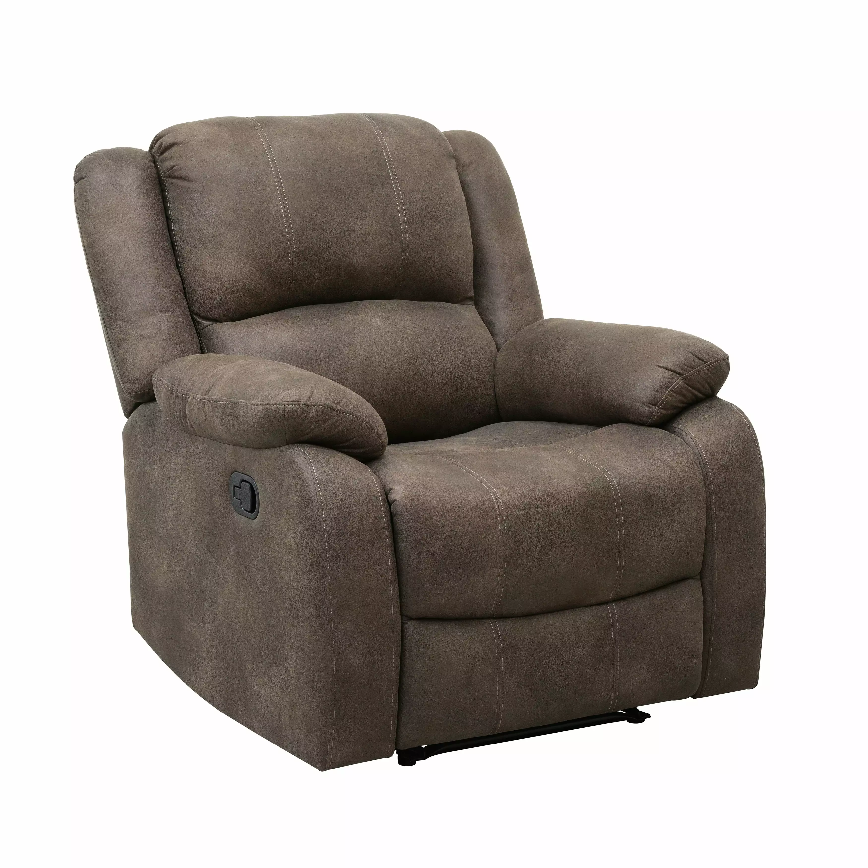 HOOPOOCOLOR Modern Reclining Chair Polished Microfiber Pillowtop Arms and Solid Wood Frame Brown
