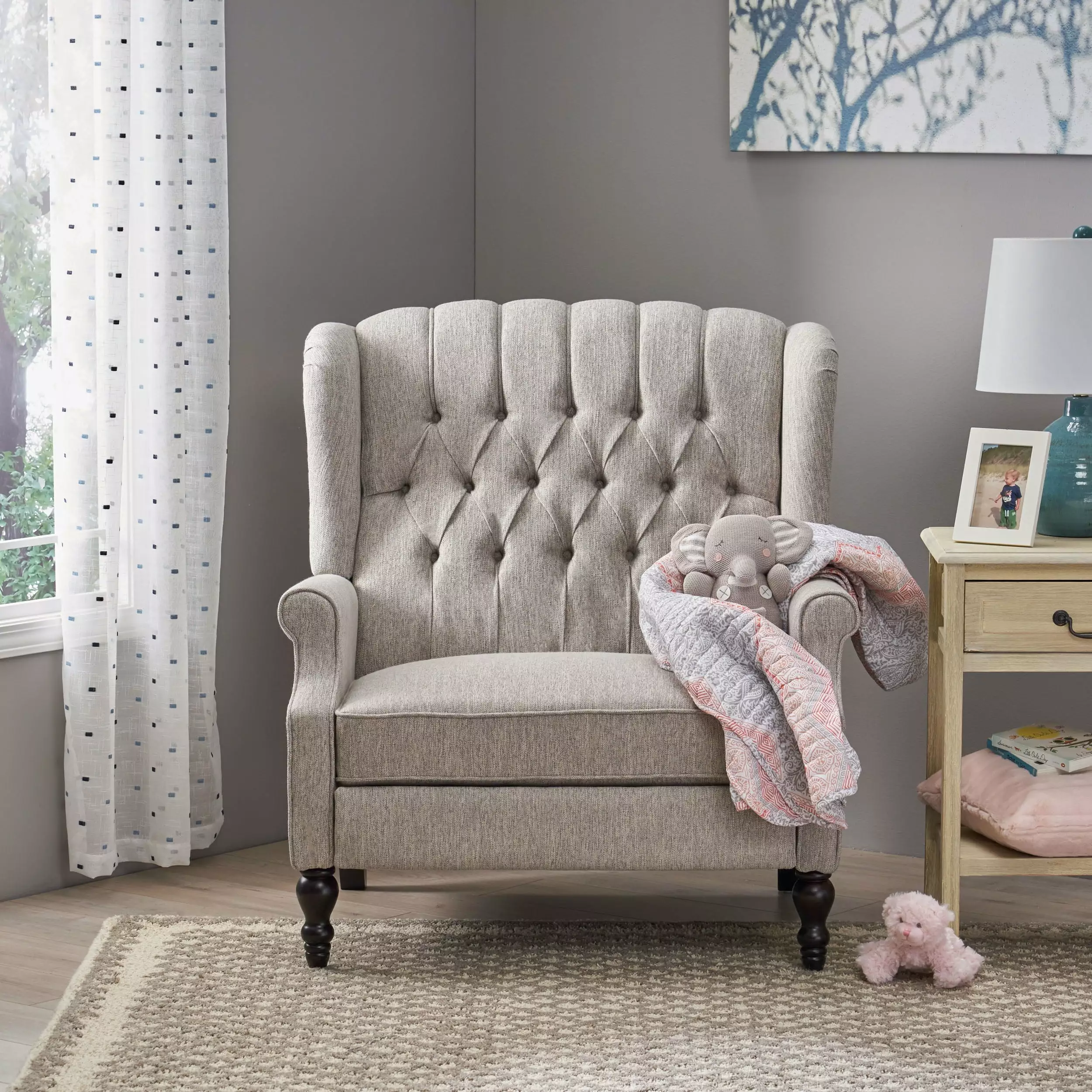 One And Half Seater Recliner Light Grey Compact Spaces Jamini