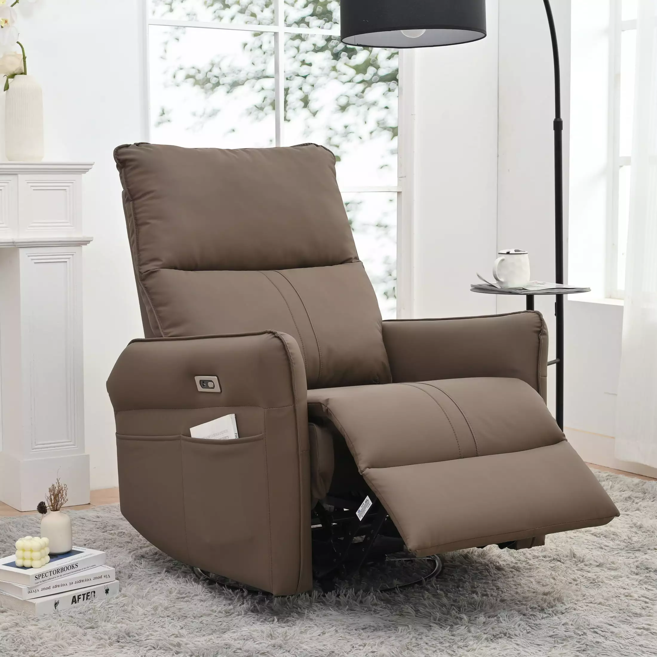 Miekor 270 Degree Power Swivel Rocker Recliner Chair Electric Glider USB Ports