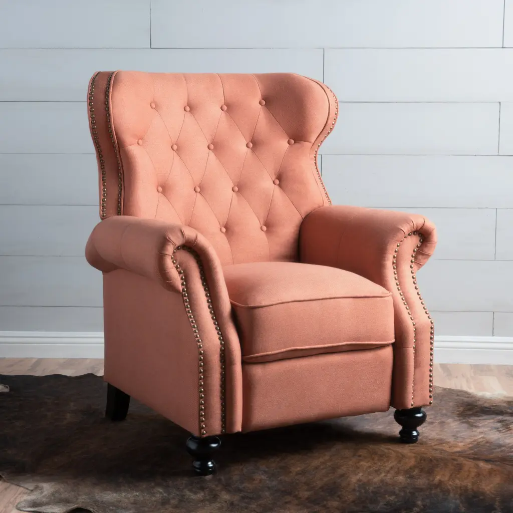 Push Rack Recliner Chair Orange Fabric Living Room nh-inmax