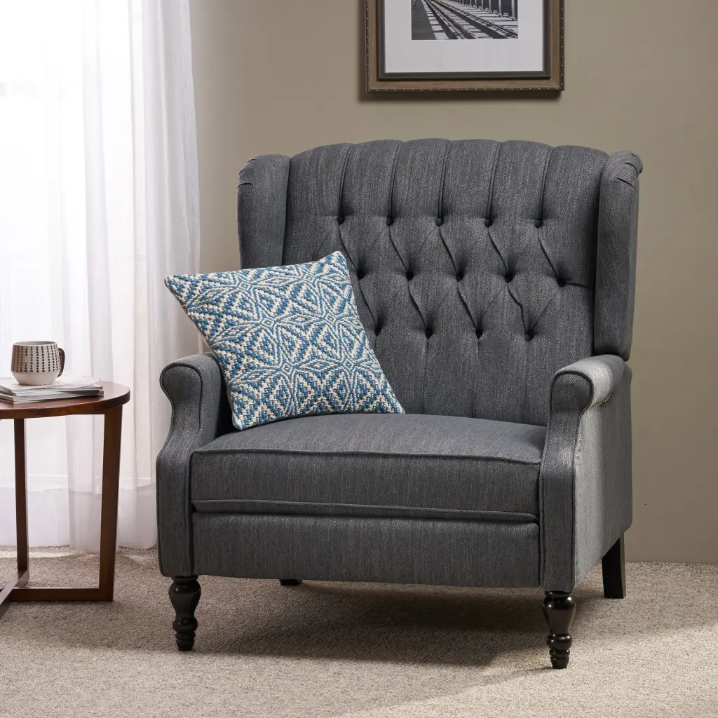 One and Half Seater Recliner Charcoal Fabric Living Room nh-sunfay