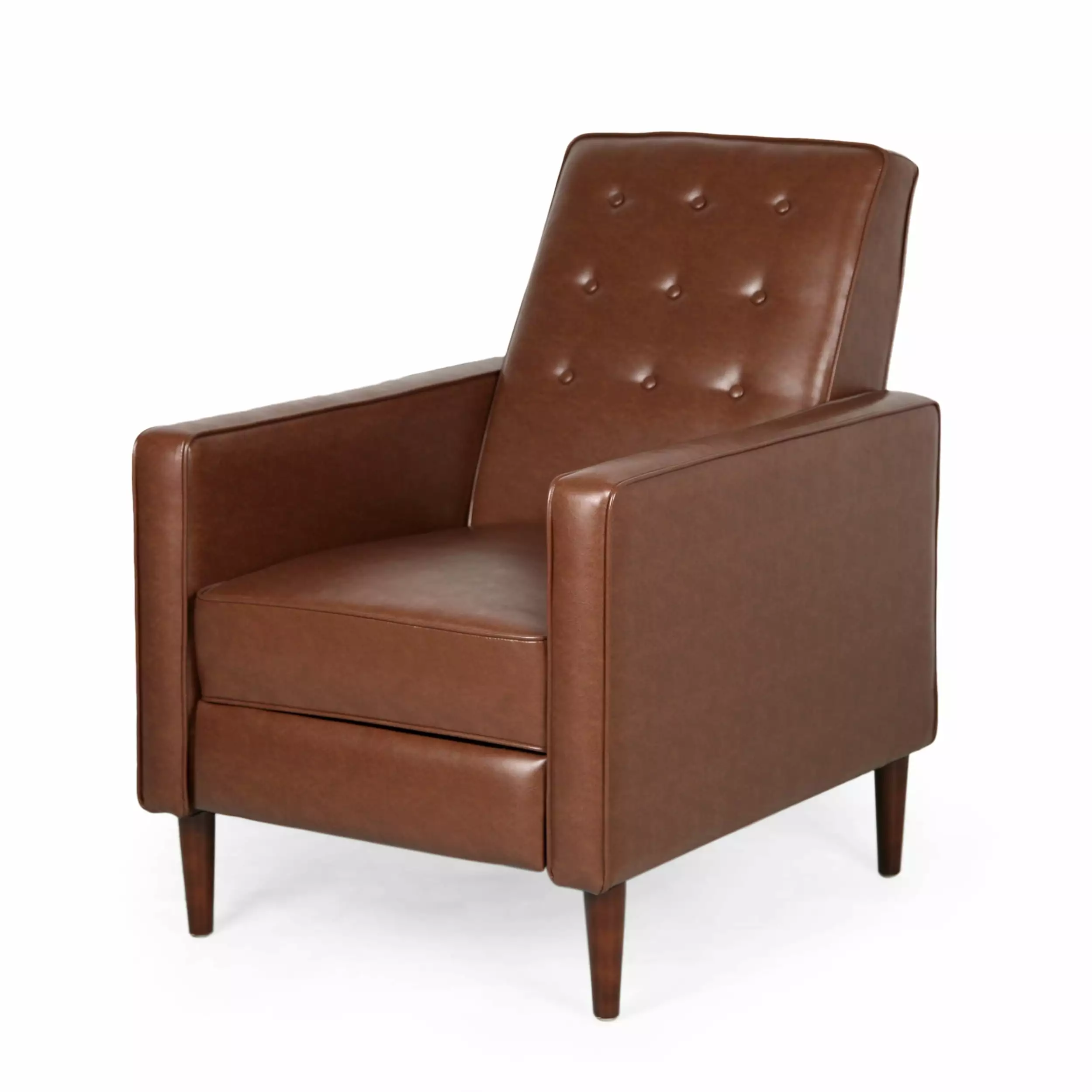 Noble House Caden Indoor Faux Leather Recliner Cognac Dark Espresso