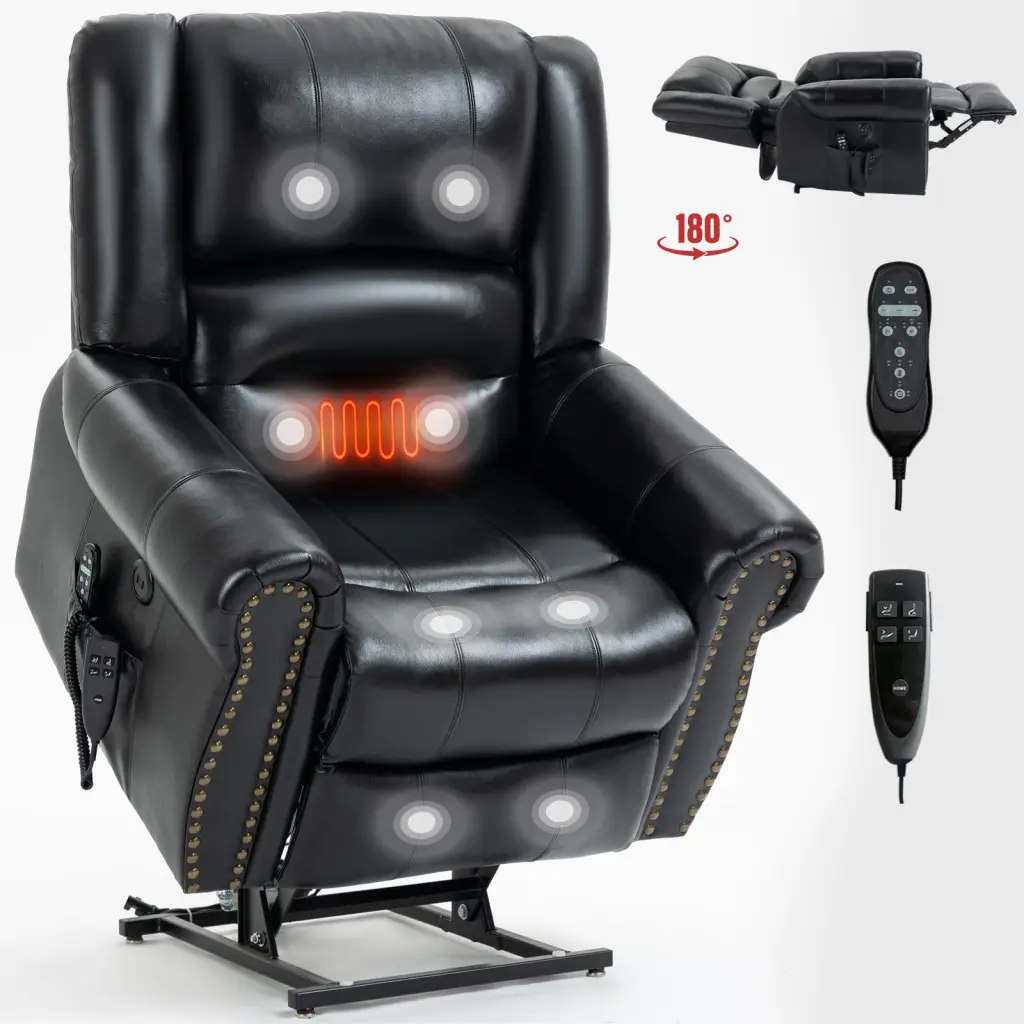 Power Lift Recliner Chair Heat Massage Dual Motor Infinite Position Up rnb