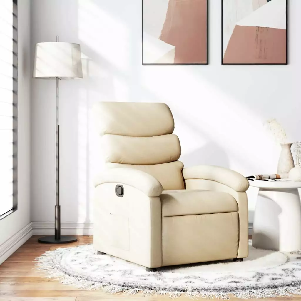 vidaXL Cream Fabric Recliner Chair Living Room