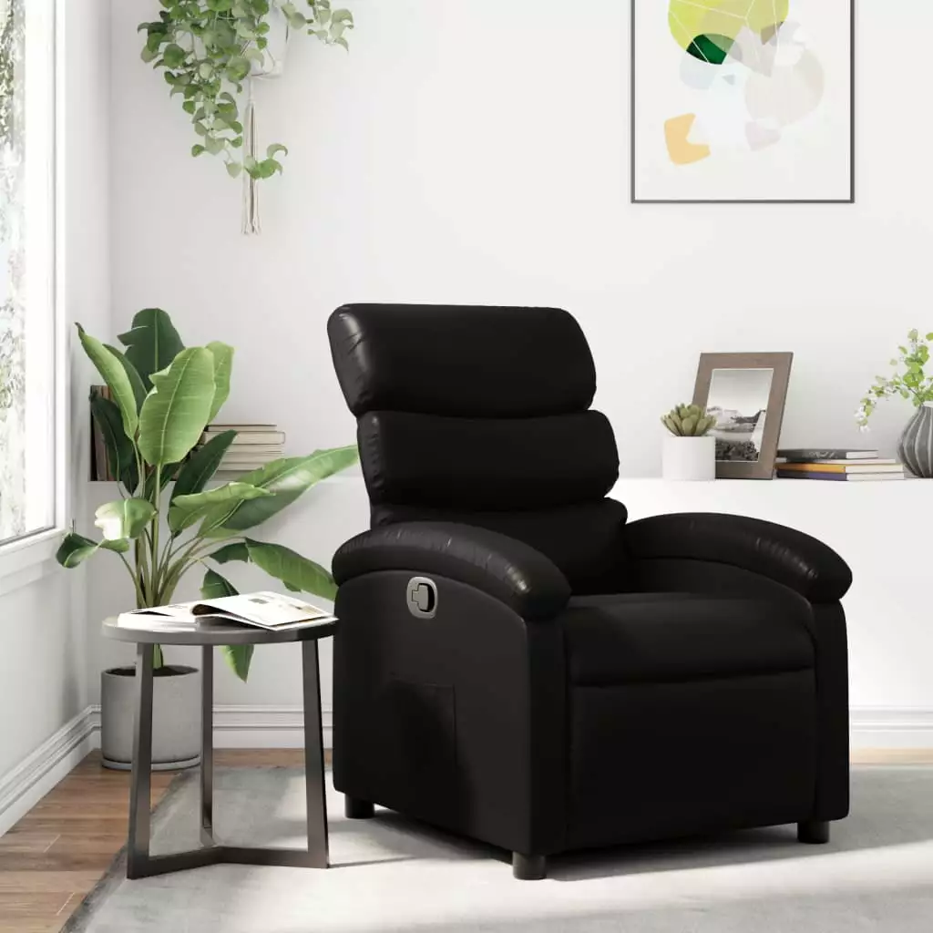 vidaXL Recliner Chair Black Faux Leather Manual Reclining Living Room Chair