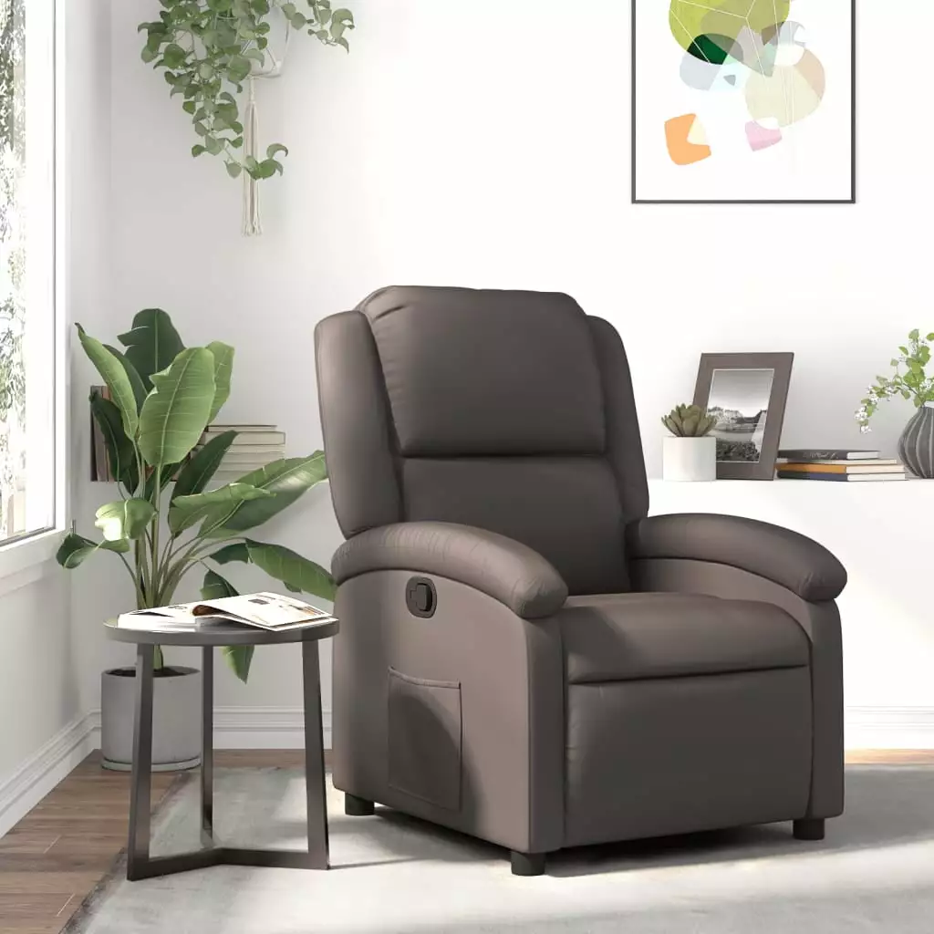 vidaXL Recliner Chair Dark Brown Real Leather Living Room Comfort