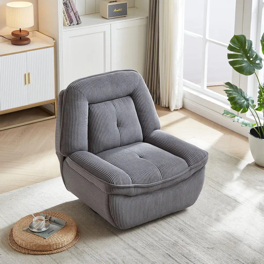 360 Degree Swivel Corduroy Upholstered Manual Recliner Chair welike furniture