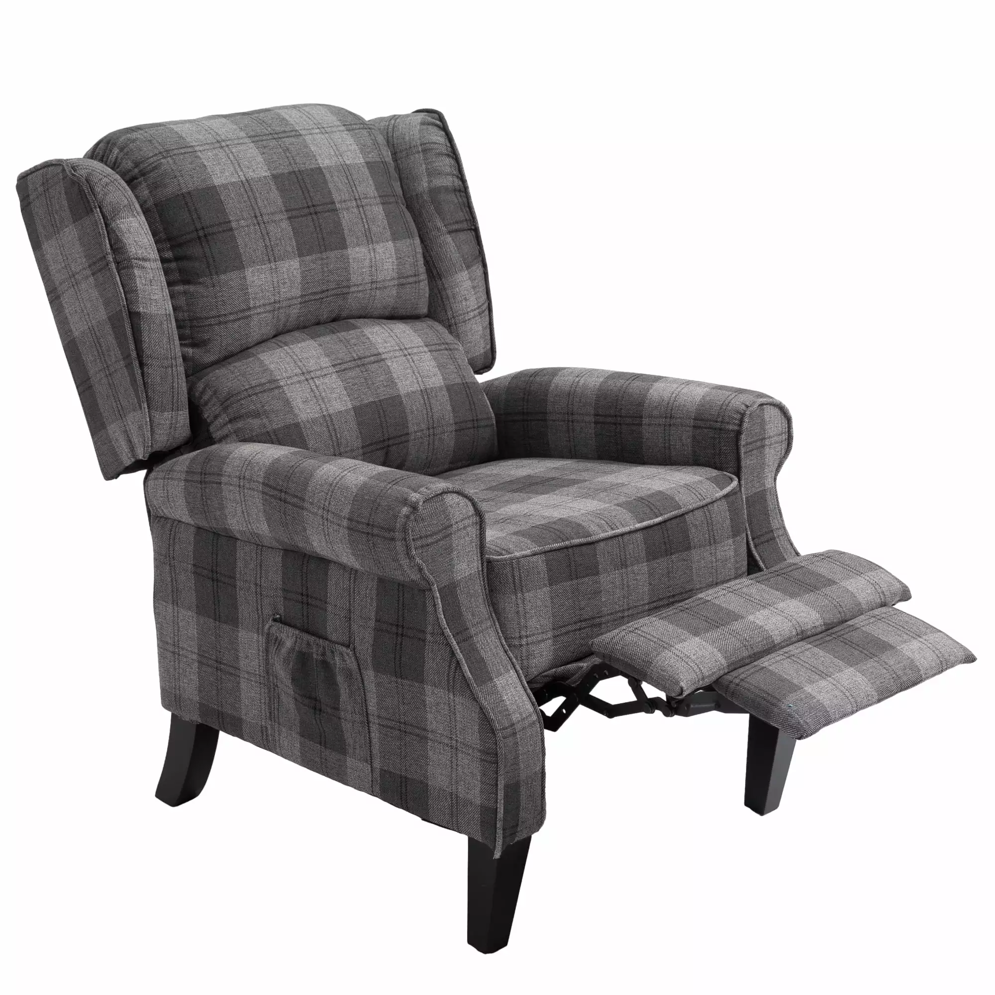 Homiyad Vintage Grey Check Armchair Sofa Comfortable Upholstered Recliner